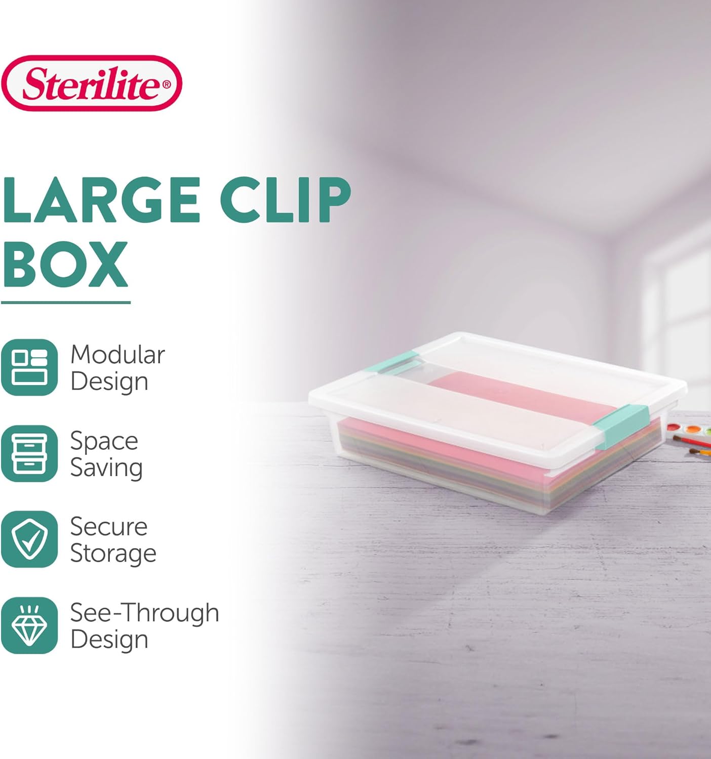 Sterilite 18-Pack Clip Box - Clear Storage Solution for Crafts, Supplies & Office Items