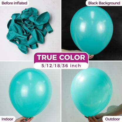 Bezente Teal Balloons 18 Inch - 30 Pack Thick Turquoise Latex Balloons for Weddings & Parties