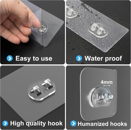 Lsnisni Shower Caddy Adhesive Hooks - Strong Waterproof Strips for No-Drill Bathroom & Kitchen Storage | 4 Pack