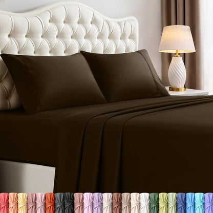 Utopia Bedding Full Size Sheet Set - Soft, Breathable Microfiber | 4-Piece in Brown, Oeko-Tex Certified