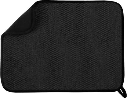 GeeRic Microfiber Dish Drying Mat - Super Absorbent Reversible Kitchen Pad | 12x16 Inch Black