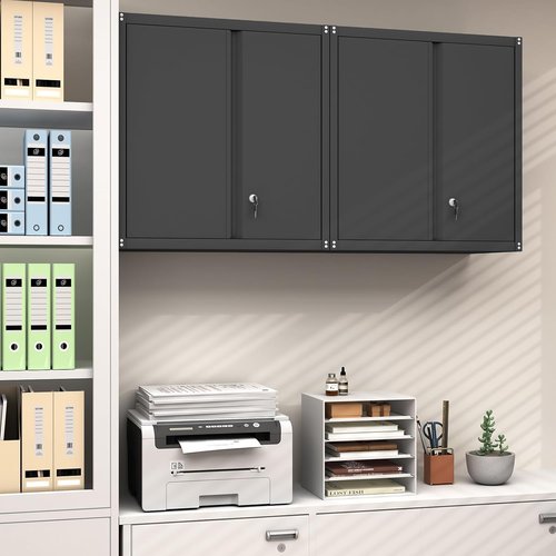 GREATMEET Locking Metal Wall Cabinet - Durable Steel Storage Solution with Adjustable Shelf | Garage & Utility Room