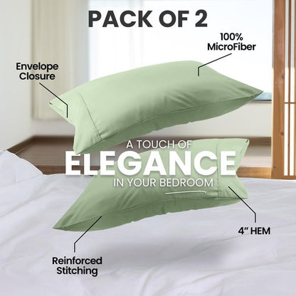 Utopia Bedding King Pillow Cases - 2 Pack - Envelope Closure - Soft Brushed Microfiber Fabric - Shrinkage and Fade Resistant Pillow Covers King Size 20 X 40 Inches (King, Sage)