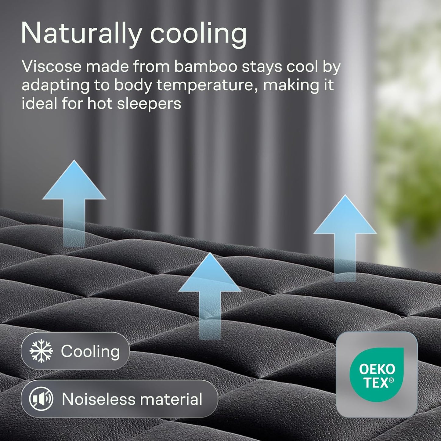 Niagara Ultra Soft King Size Mattress Topper - Bamboo Viscose Pillow Top for Back Support | Naturally Cooling, Black