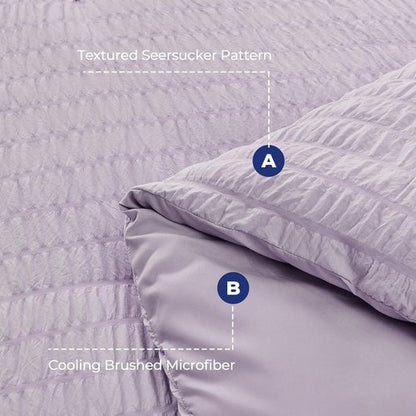 HYMOKEGE King Size Lavender Comforter Set - 7-Piece All-Season Luxury Bedding Set with Sheets & Pillowcases