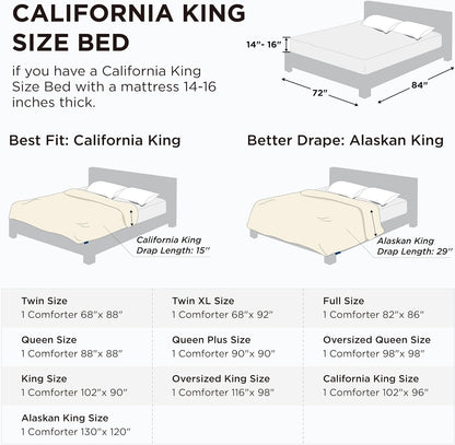 Bedsure Comforter Duvet Insert - All-Season Cal King Size Quilted Down Alternative Bedding | Grey 96 x 102 Inches