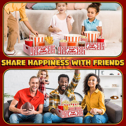 Skiennix Snack Trays - Reusable Wooden Movie Night Gift Basket with Handles | Striped Popcorn Container