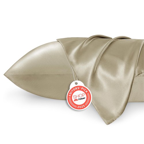 Bedsure Satin Pillowcase 2 Pack Similar to Silk Pillow Cases Standard Size, Pillow Case for Sleeping Women with Envelope Closure, Gifts for Women Men, Khaki, 20x26 Inches, 2pcs