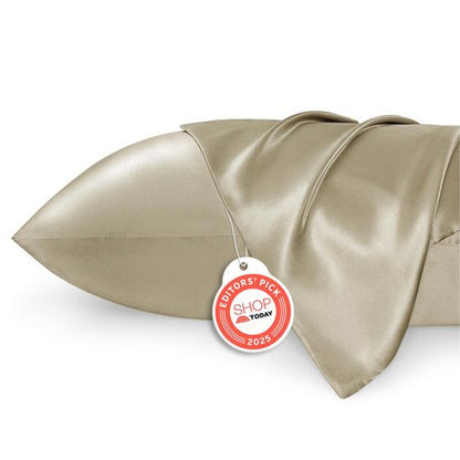 Bedsure Satin Pillowcase 2 Pack Similar to Silk Pillow Cases Standard Size, Pillow Case for Sleeping Women with Envelope Closure, Gifts for Women Men, Khaki, 20x26 Inches, 2pcs