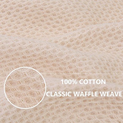 Homaxy Kitchen Dish Towels - 100% Cotton Waffle Weave, Ultra Soft & Absorbent, 13 x 28 Inches, 12-Pack, Beige