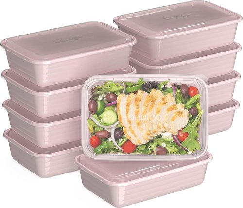 Bentgo Prep - 20-Piece Reusable Meal Prep Containers | Durable, BPA-Free, Microwave & Dishwasher Safe (Blush Pink)