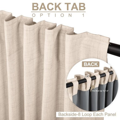 100% Blackout Shield Linen Blackout Curtains for Bedroom 120 Inches Long, Back Tab/Rod Pocket Living Room Drapes, Thermal Insulated Blackout Curtains 2 Panels Set, 50" W x 120" L, Beach Sand