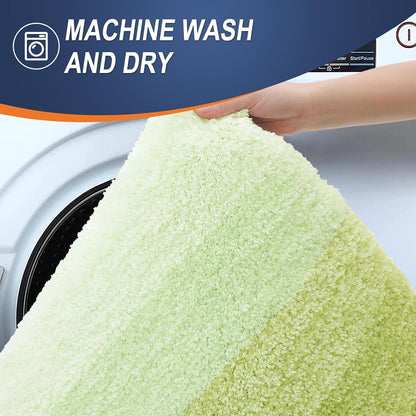 OLANLY Microfiber Bath Rugs - Extra Soft & Absorbent | Quick Dry, Washable, 24x16, Light Green