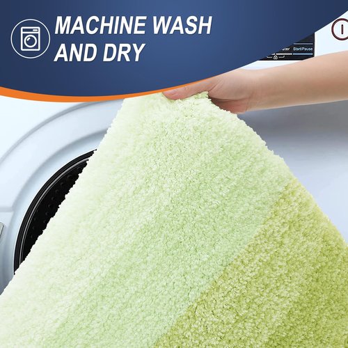 OLANLY Bathroom Rugs Mat 24x16, Extra Soft Absorbent Microfiber Bath Rugs, Rubber Backing, Quick Dry, Machine Washable Bath Mats for Bathroom Floor, Tub and Shower, Home Decor Accessories, Light Green