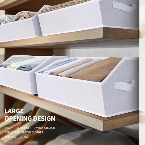 Homsorout Decorative Storage Baskets - Trapezoid Closet Bins with Handles, 8 Pack, White