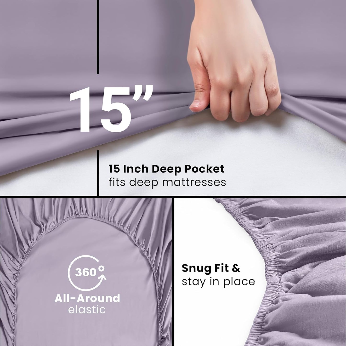 Utopia Bedding Queen Fitted Sheet - Soft Microfiber - Deep Pocket - Fade Resistant - Lavender Color