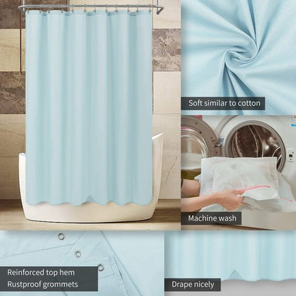 ALYVIA SPRING Extra Long Fabric Shower Curtain Liner Waterproof - 72" x 96", Soft & Lightweight X-Long Shower Curtain with 3 Magnets, Machine Washable - 72x96, Blue