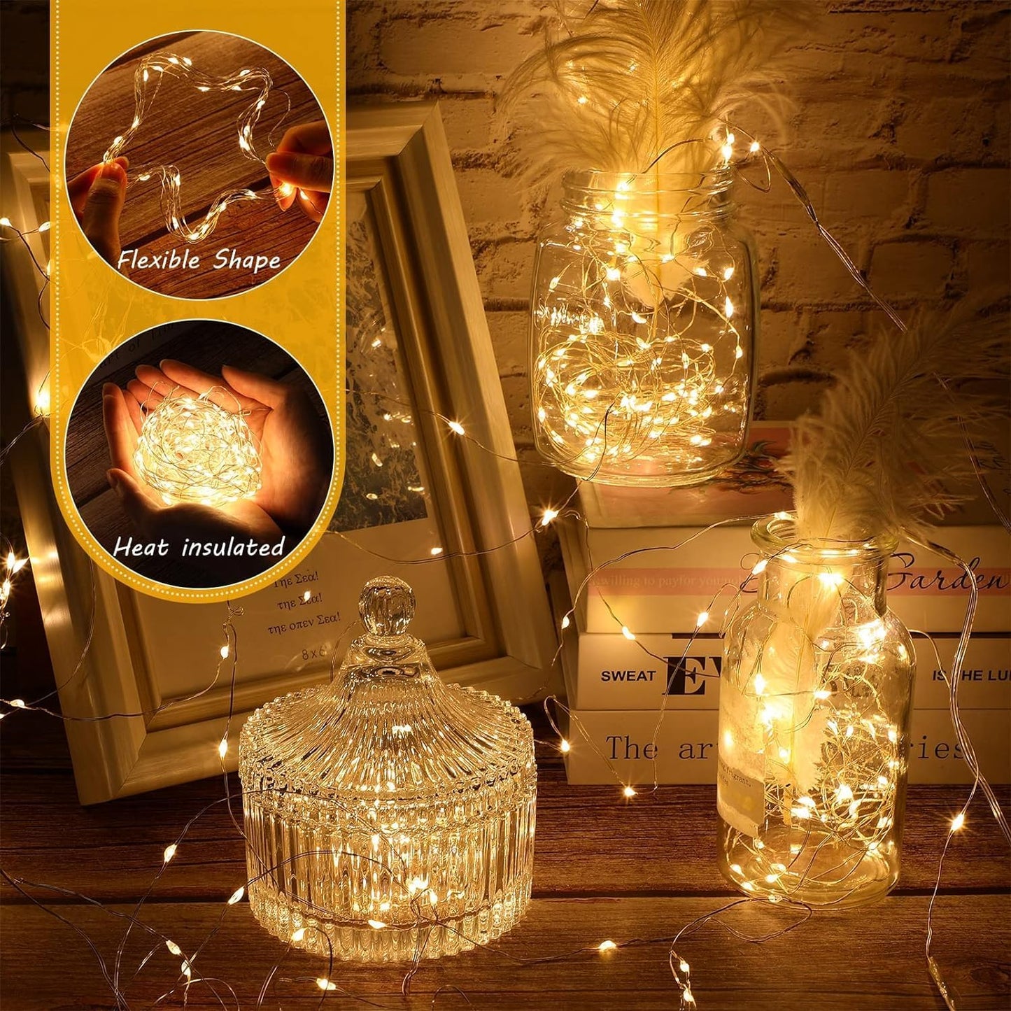 Skiennix Fairy Lights - 40ft 100 LED Indoor/Outdoor String Lights with Remote & Timer | Warm White
