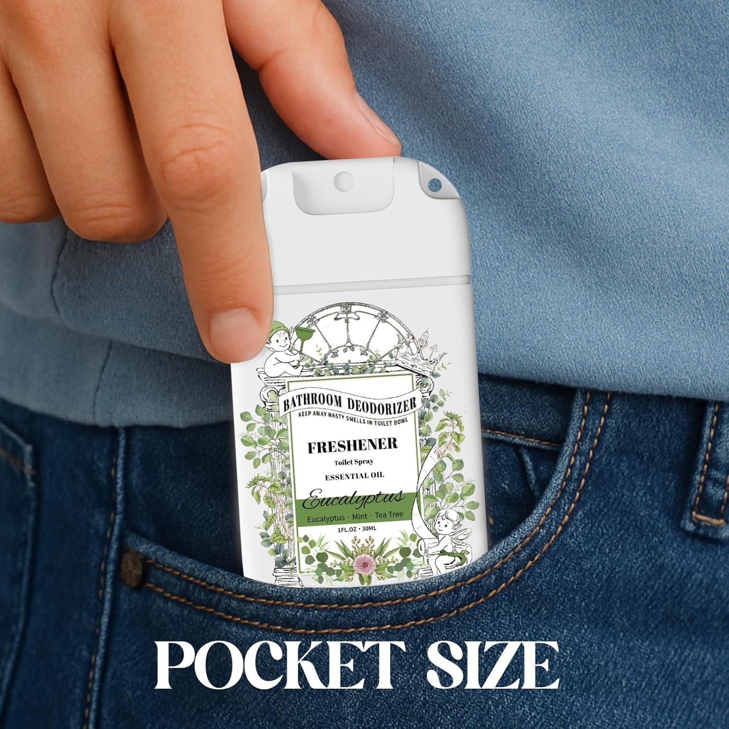 Pocket Size Toilet Spray - Eucalyptus Scent Bathroom Odor Eliminator | Travel Essentials 2-Pack