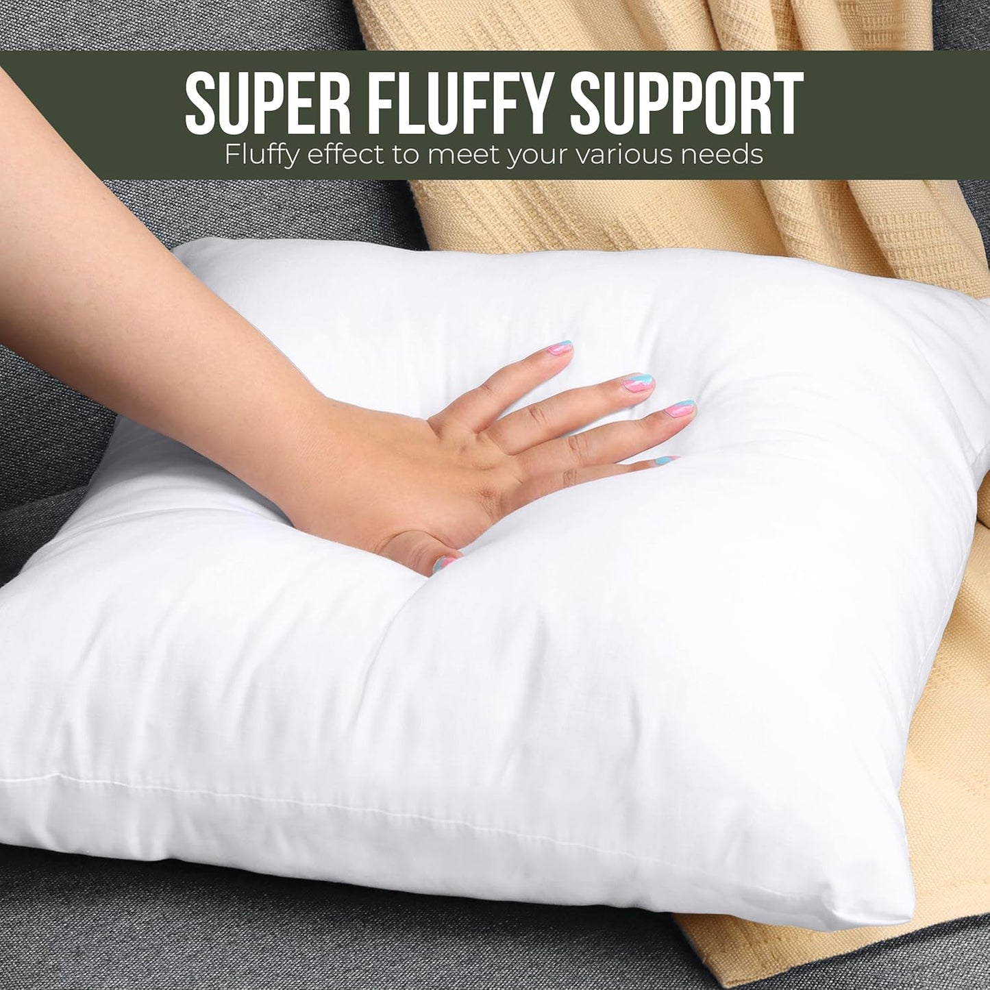 Utopia Bedding Throw Pillow - Fluffy 16 x 16 Inches Down Alternative Cushion in White | Perfect for Bed, Sofa & Couch