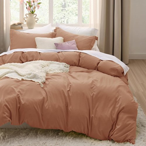 Bedsure Taupe Duvet Cover Set - Extra Soft 3-Piece Bedding in Full Size, 80x90 Inches with Zipper Closure