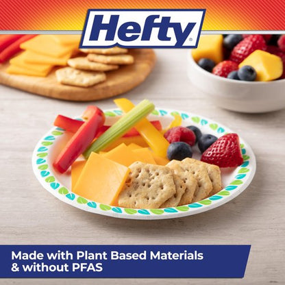 Hefty Compostable Small Paper Plates, 6 Inches, 40 Count, Patterned Disposable Plates for Desserts, Appetizers, and Small Bites, Soak-Resistant, Made with Plant-Based Materials, Microwave Safe