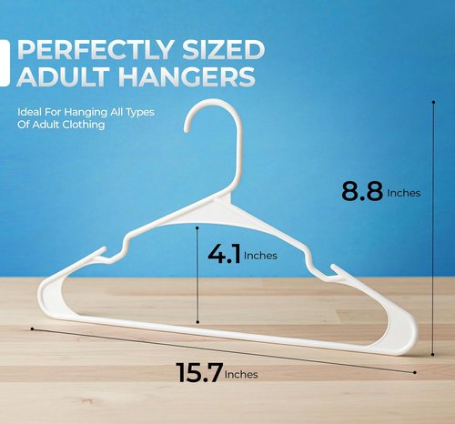 Beddora Plastic Hangers - 20 Pack White Clothes Hangers for Closet Organization & Space-Saving Design