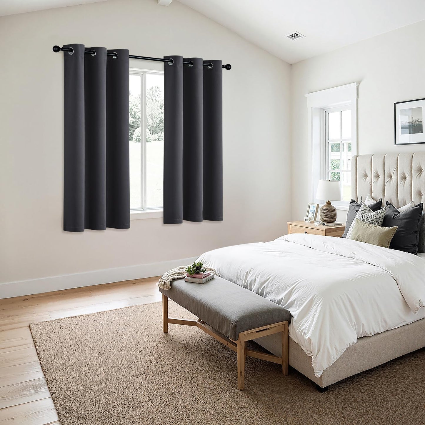 MIULEE Dark Grey Blackout Curtains - Thermal Insulated Room Darkening Drapes | 63 Inches Long, 2 Panels