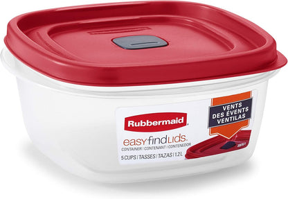 Rubbermaid EasyFindLids Food Storage Containers - 3-Pack, BPA-Free, Microwave & Dishwasher Safe, Racer Red