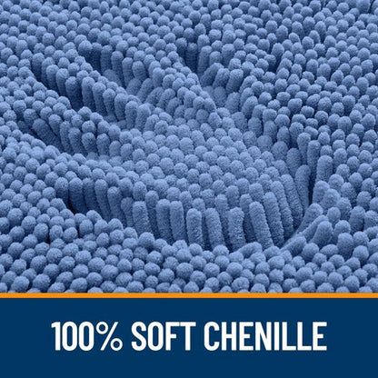 OLANLY Bathroom Rugs 47x20, Extra Soft Absorbent Chenille Bath Rugs, Rubber Backing Quick Dry, Machine Washable Bath Mats for Bathroom Floor, Tub and Shower, Home Decor Accessories, Cornflower Blue