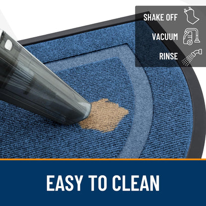 OLANLY Half Circle Door Mat - Waterproof All-Season Doormat for Indoor/Outdoor Use | 58x23, Light Blue