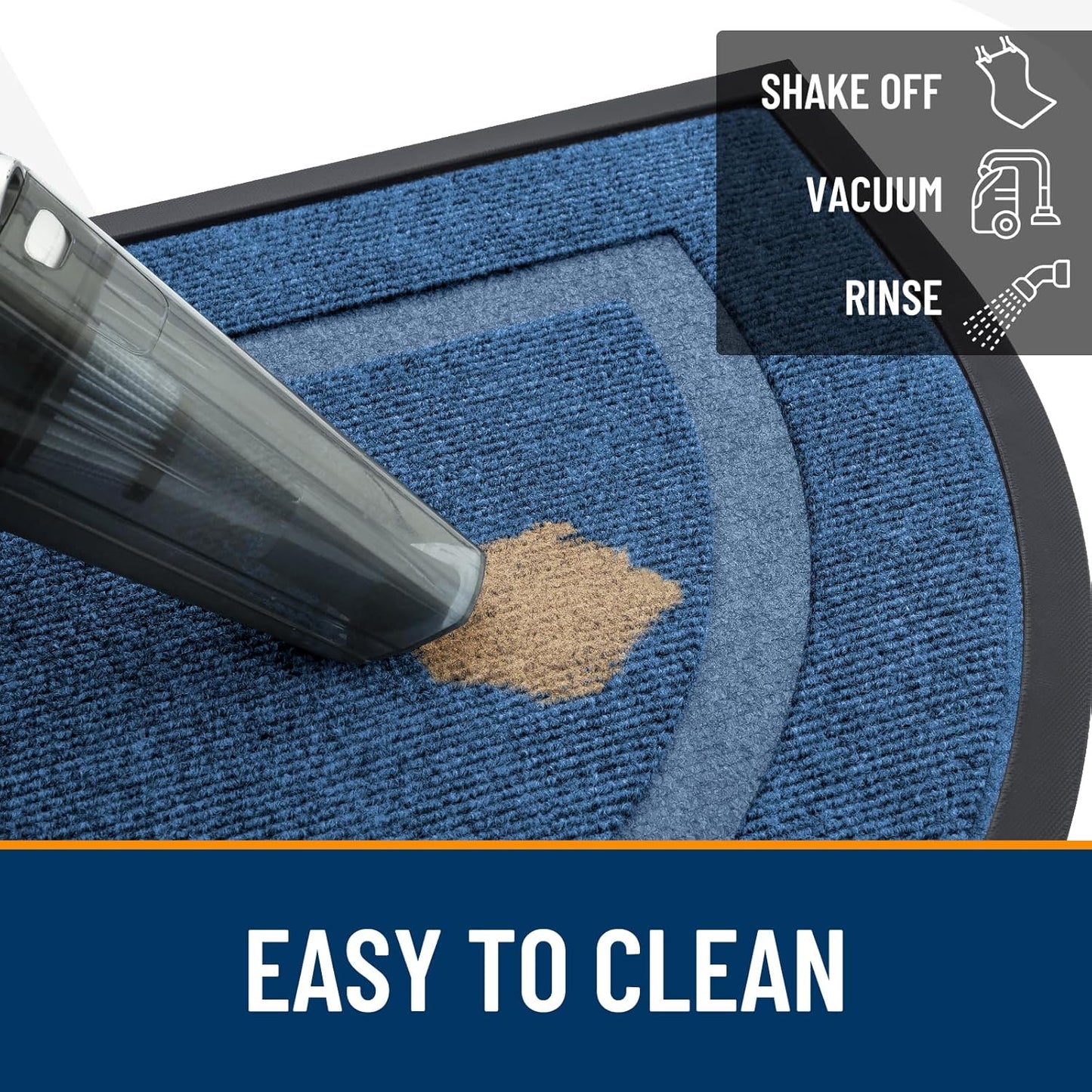 OLANLY Half Circle Door Mat - Waterproof All-Season Indoor/Outdoor Welcome Mat | 59x34, Light Blue