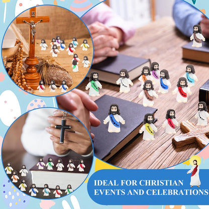 Owurha Mini Jesus Figurines - 50 Pcs Tiny Religious Figures for Sunday School & Baptism Gifts
