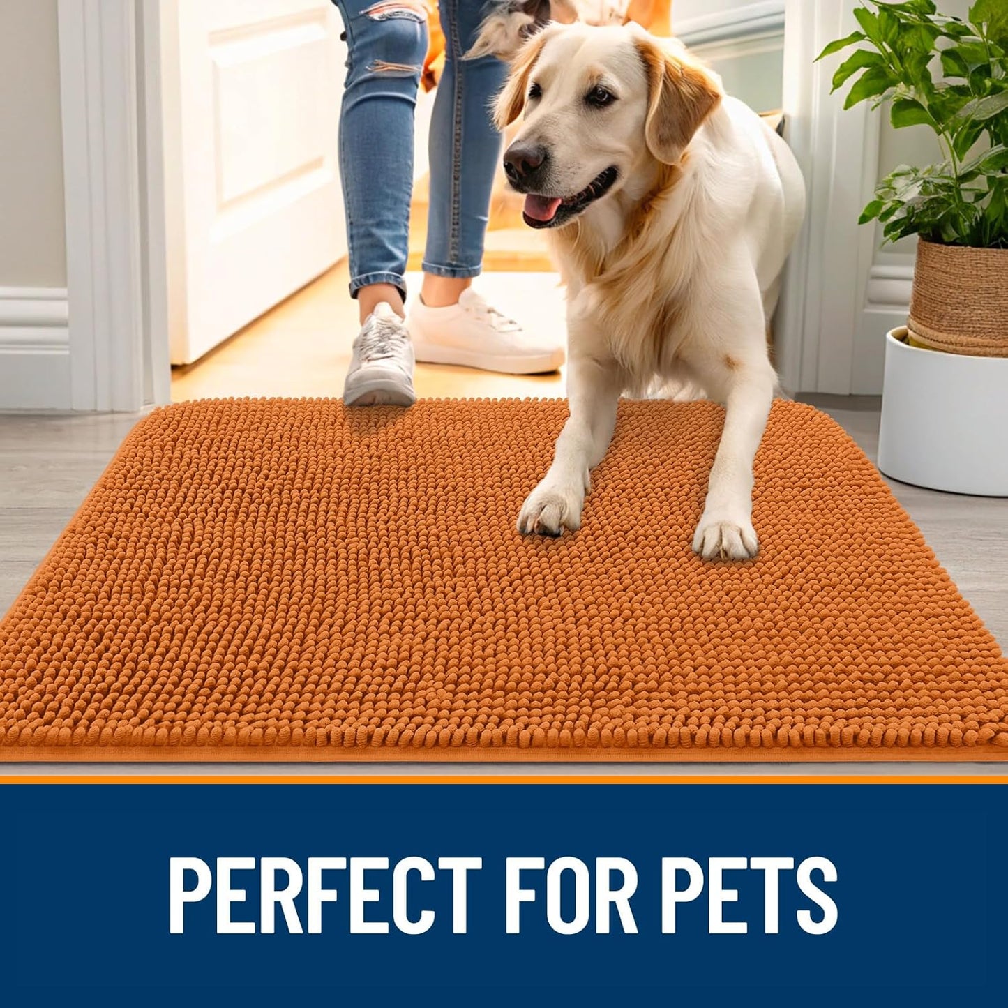 OLANLY Dog Door Mat - Absorbent Non-Slip Chenille Mat for Muddy Paws | 59x32, Quick Dry, Indoor Entryway Carpet