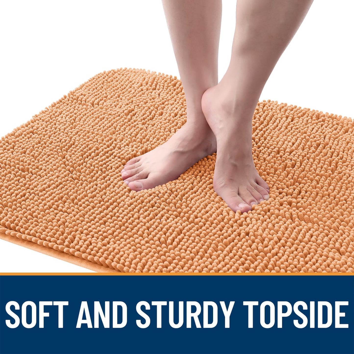 OLANLY Dog Door Mat - Absorbent Non-Slip Mud Mat for Indoor Use | Quick Dry Chenille, 70x32, Orange