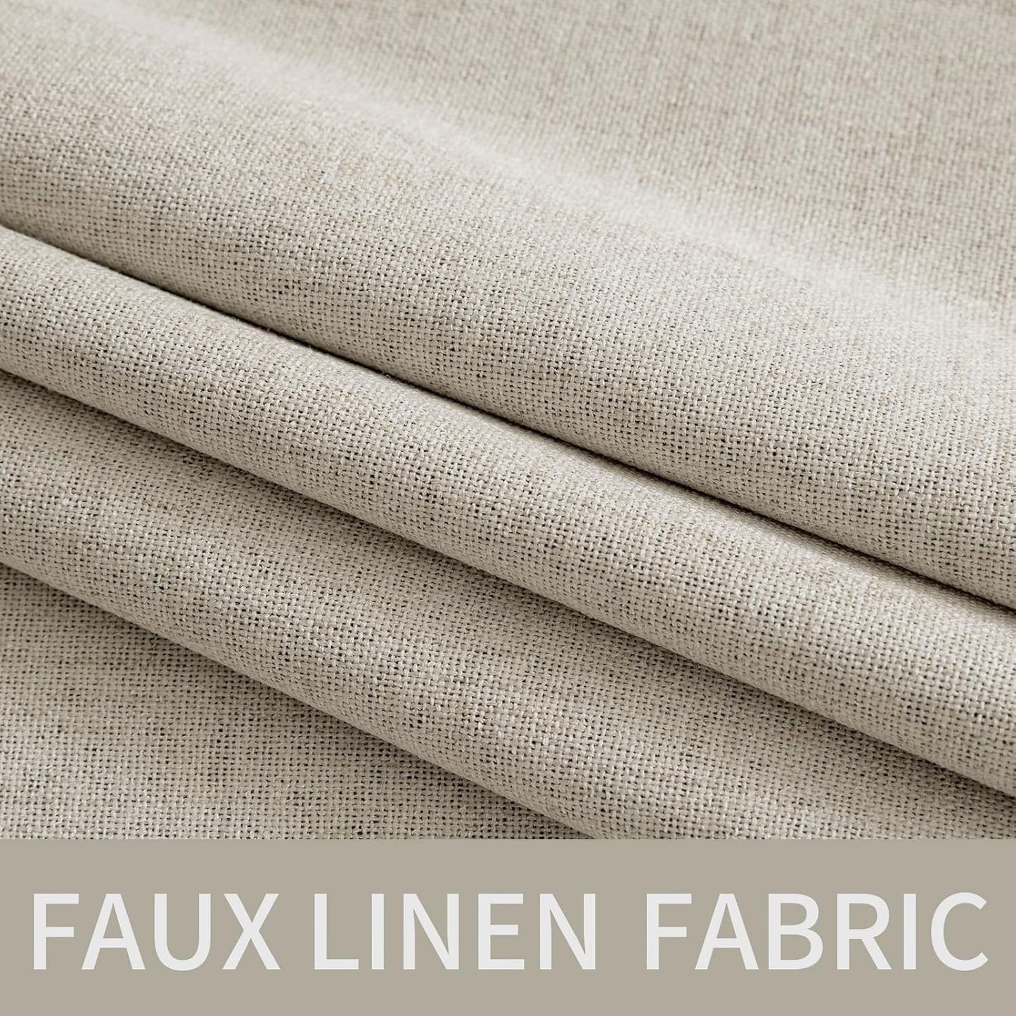 MIULEE 100% Blackout Linen Curtains - Thermal Insulated Cobblestone Grommet Drapes | 52 x 108 Inch (2 Panels)
