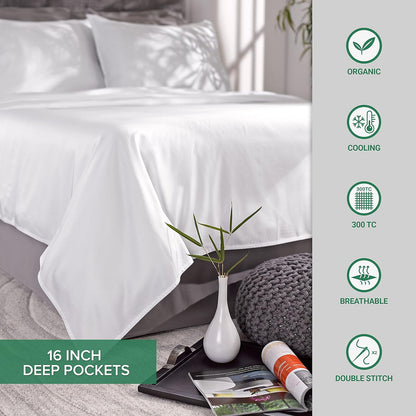 Pure Bamboo Split King Sheets - 100% Organic Viscose Bed Sheet Set, Soft & Cooling, Ivory