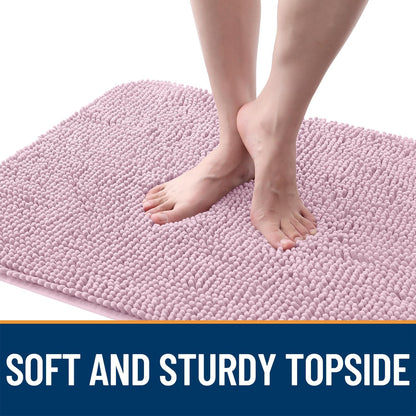 OLANLY Dog Door Mat - Absorbent Non-Slip Mud Mat for Indoor Use | Quick Dry Chenille 47x24, Dusty Rose