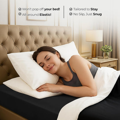 Utopia Bedding Full Fitted Sheet - Deep Pocket Microfiber - Soft, Shrinkage & Fade Resistant - Black