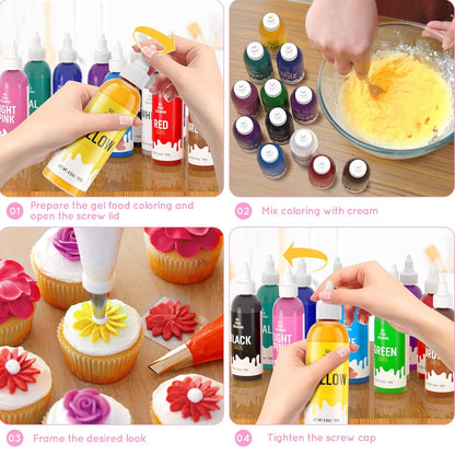 Skiennix Food Coloring Gel - Vibrant Colors for Baking | Perfect for Cakes and Desserts