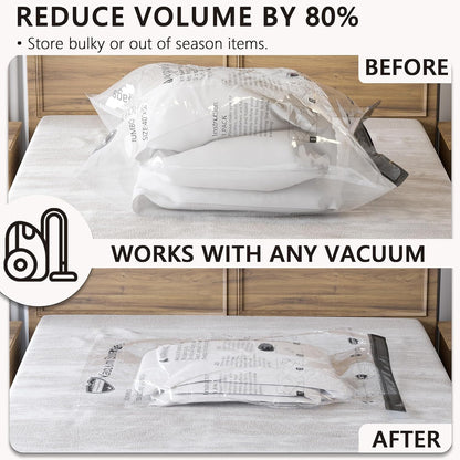 Skiennix Vacuum Storage Bags - Compression Packing Space Saver for Clothing & Bedding | 8 X-Jumbo Size