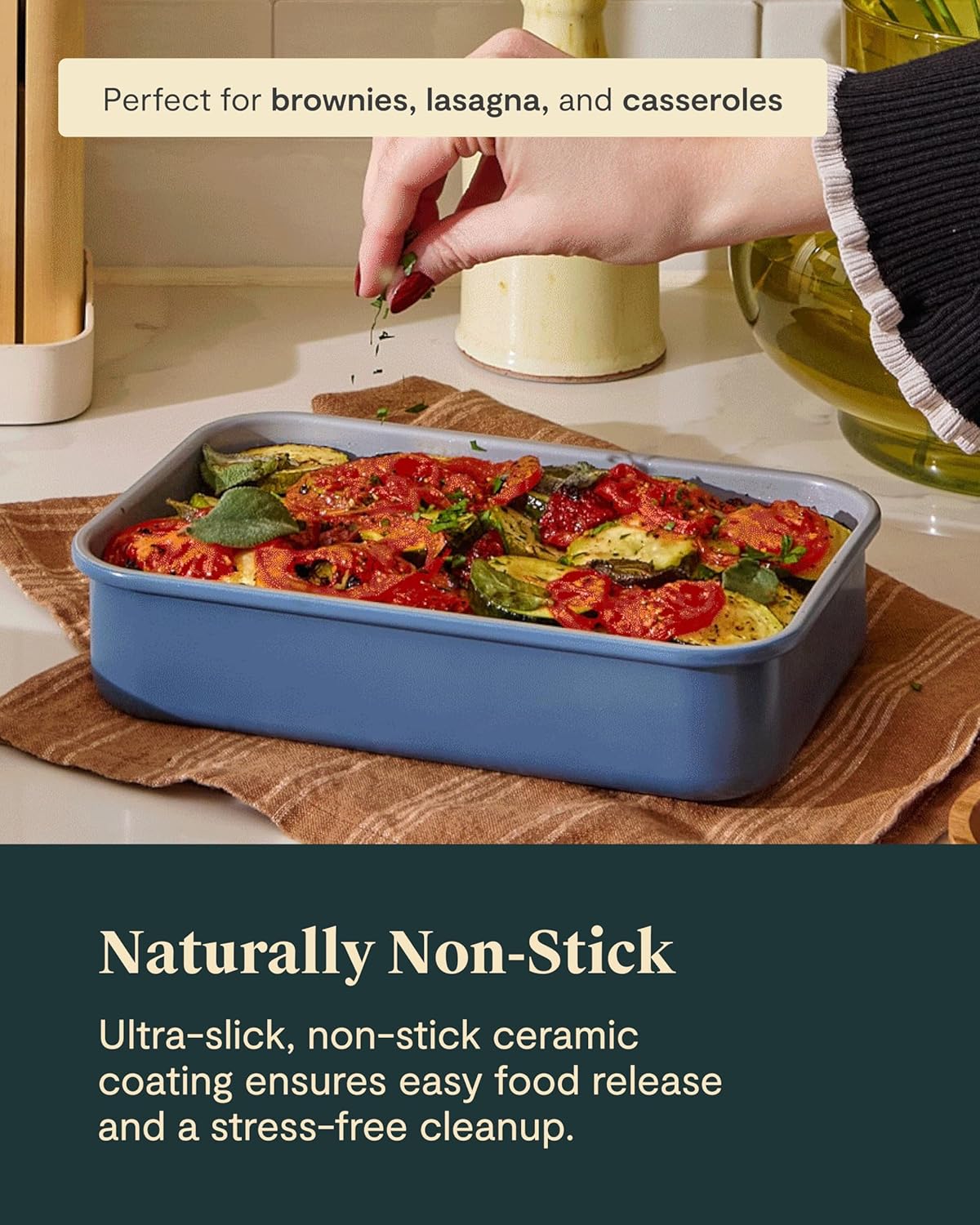 Caraway Nonstick Baking Pan Duo - 9” x 6.5” Non-Toxic Aluminized Steel - Deep Ceramic for Casseroles & Lasagna - Sage
