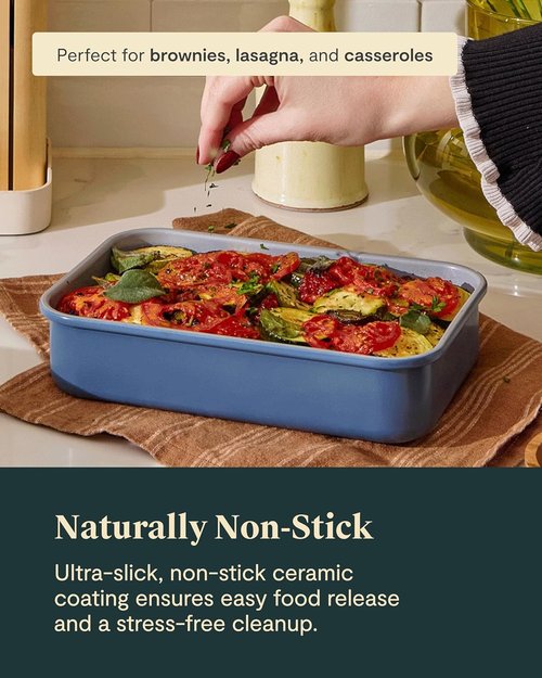 Caraway Nonstick Baking Pan - 9” x 6.5” Deep Ceramic Dish - Non-Toxic, PTFE & PFOA Free - Slate Color
