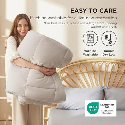 Bedsure Comforter Duvet Insert - Quilted Twin Size All-Season Down Alternative Bedding, 88 x 68 Inches
