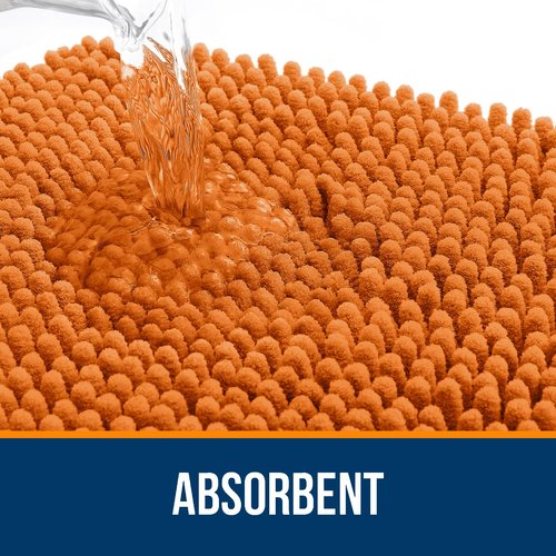 OLANLY Bathroom Rugs 44x24, Extra Soft Absorbent Chenille Bath Rugs, Rubber Backing Quick Dry, Machine Washable Bath Mats for Bathroom Floor, Tub and Shower, Home Decor Accessories, Clay