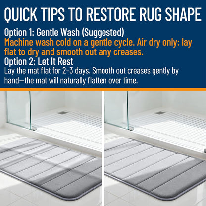 OLANLY Memory Foam Bath Mat - Super Soft & Absorbent Bathroom Rug | Quick Dry, Machine Washable, 30x20, Grey