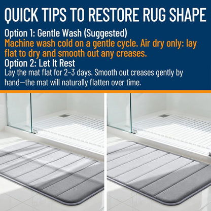 OLANLY Memory Foam Bath Mat 30x20, Super Soft Absorbent Bathroom Rugs, Quick Dry, Machine Washable Shower Floor Rugs, Bathmat Carpet, Bathroom Home Decor Accessories, Grey