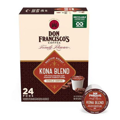 Don Francisco's Kona Blend Coffee Pods - Medium Roast, 24 Count | Compatible with Keurig Brewers