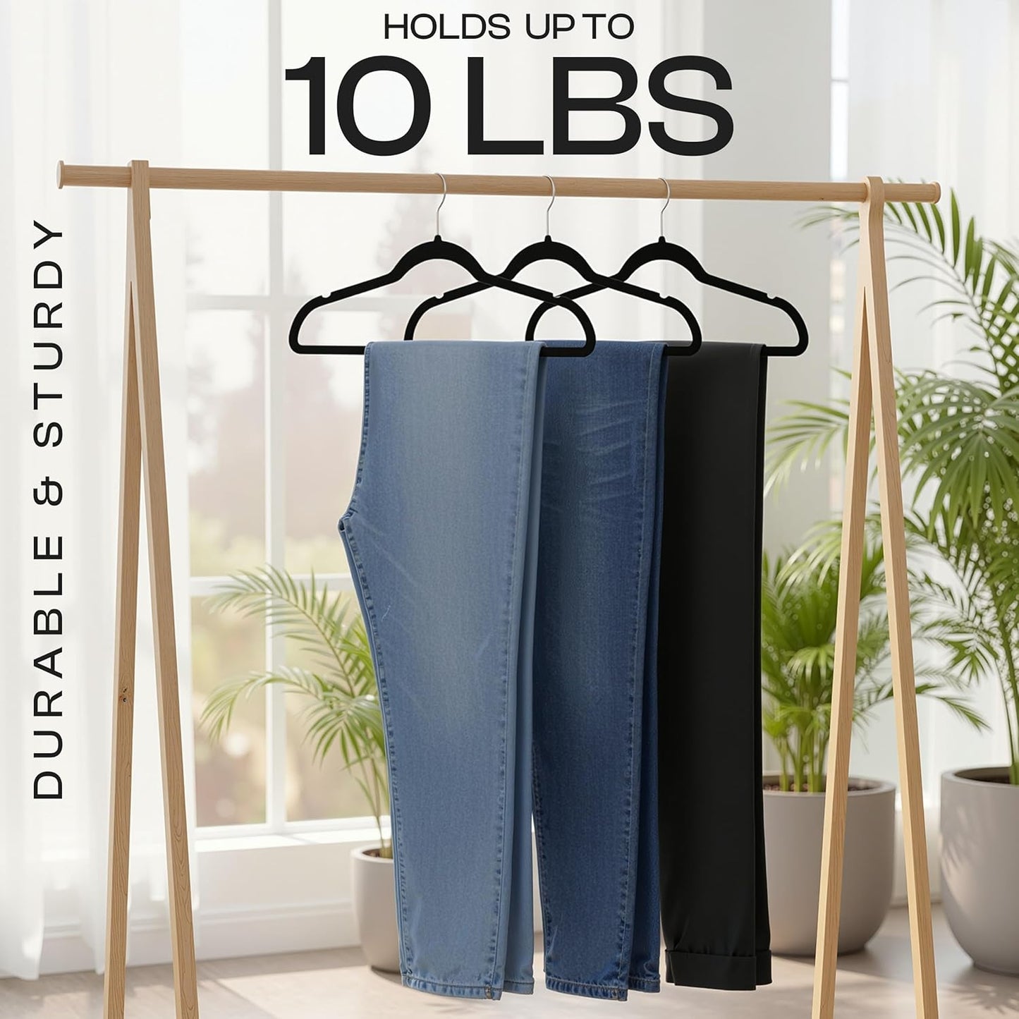 Utopia Home Velvet Hangers - 100 Pack Luxury Non-Slip Slim Coat & Pant Hangers | Strong Space-Saving Design, Black