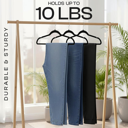 Utopia Home Velvet Hangers - 100 Pack Luxury Non-Slip Slim Coat & Pant Hangers | Strong Space-Saving Design, Black